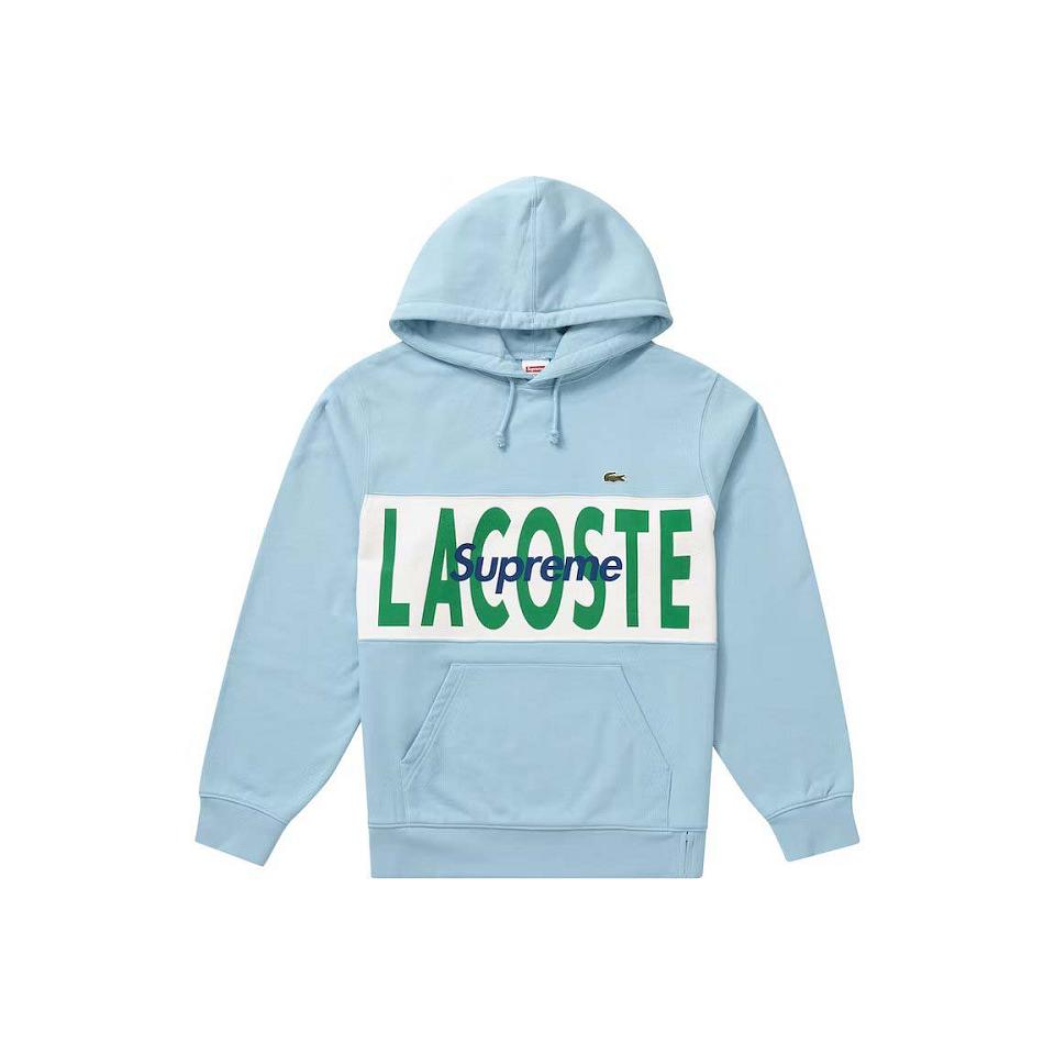 Bluzy Supreme LACOSTE Logo Panel Zakapturzony Niebieskie | PL265LH