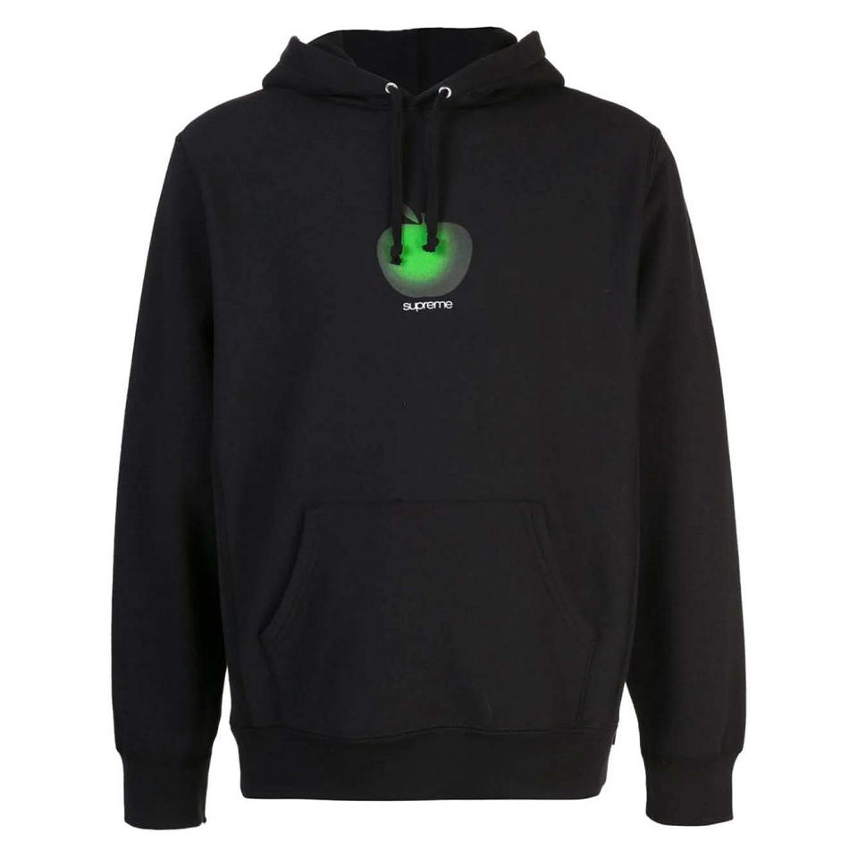 Bluzy Z Kapturem Supreme Apple Logo Czarne | PL490PQ