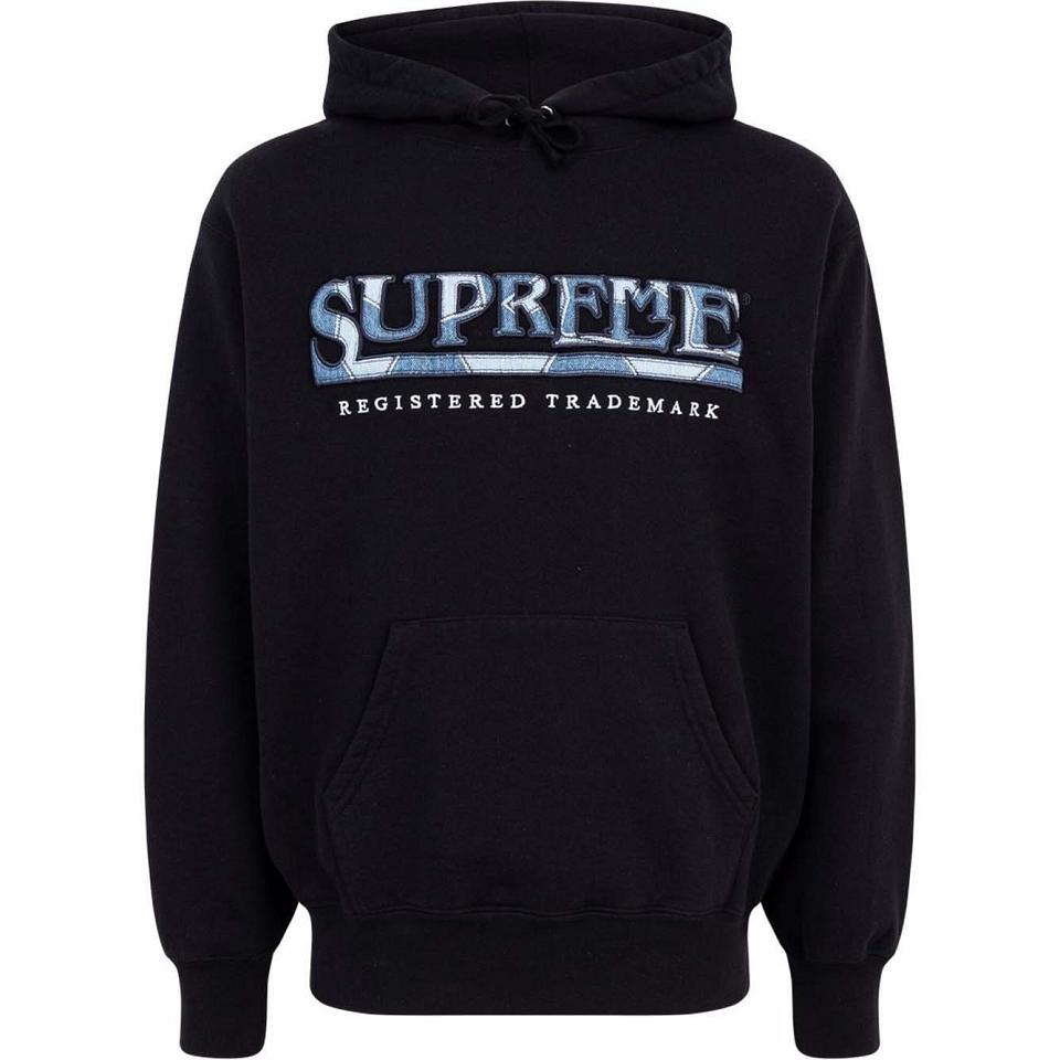 Bluzy Z Kapturem Supreme Logo Embroide Czarne | PL473LH