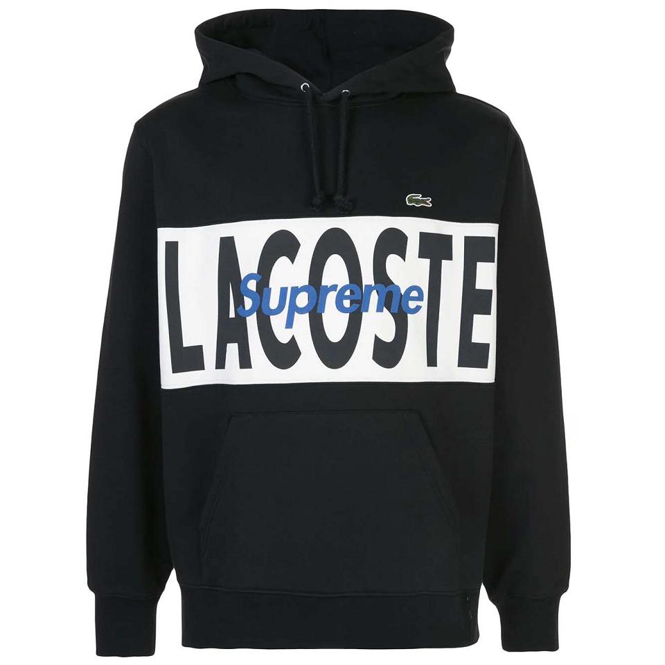 Bluzy Z Kapturem Supreme X Lacoste Logo Panel Czarne | PL457EX