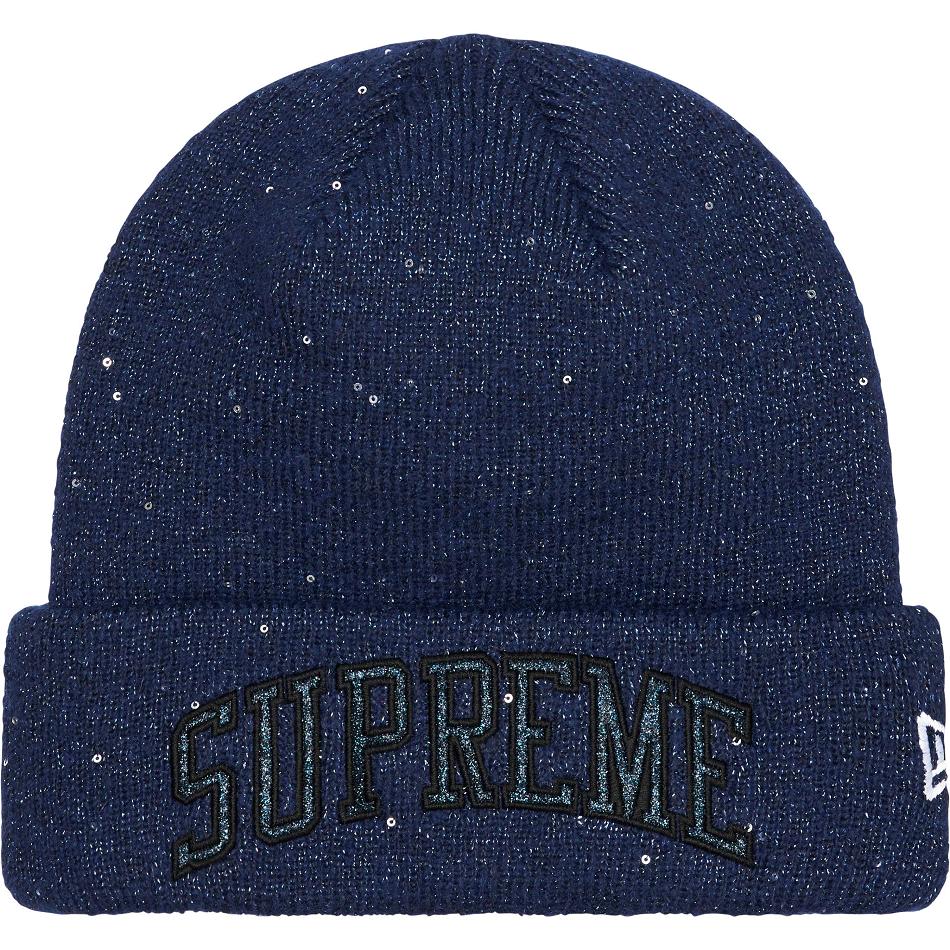 Czapki Supreme New Era® Metallic Arc Beanie Granatowe | PL145EX