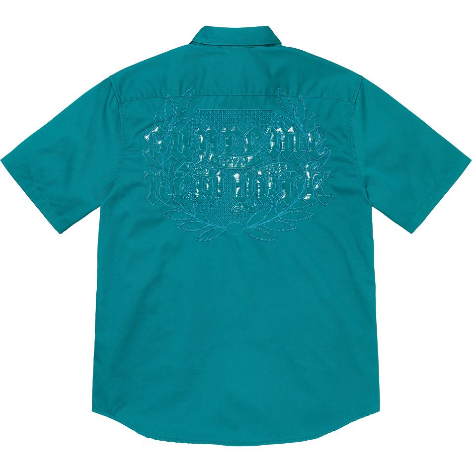 Koszule Supreme Croc Patch S/S Robocze Aqua | PL385OR