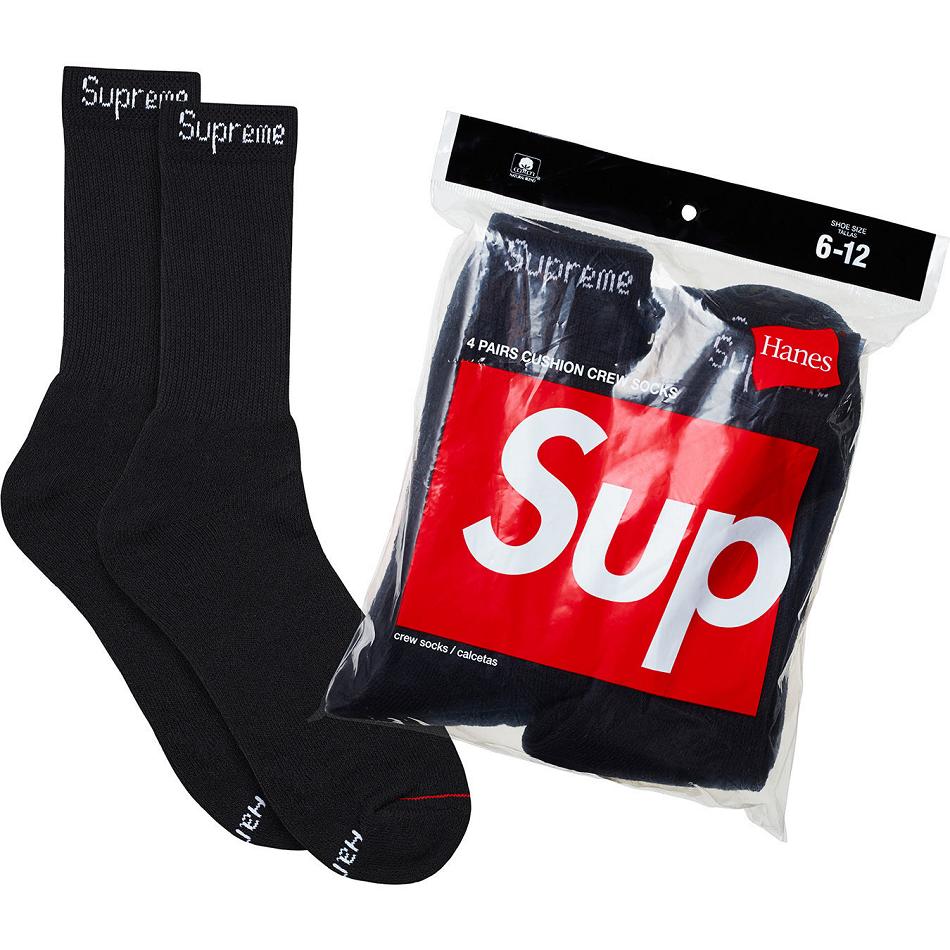 Skarpety Supreme Hanes® Crew Socks (4 Pack) Czarne | PL105GL