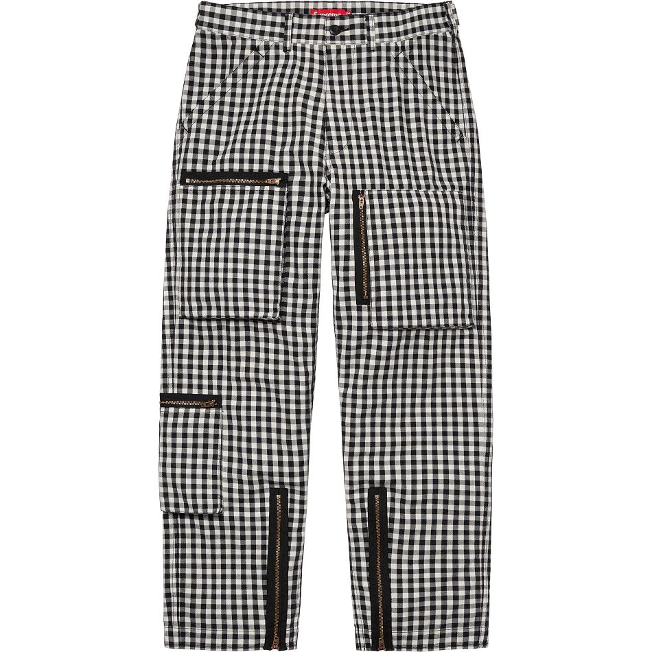 Spodnie Supreme Gingham Flight Pant Czarne | PL392HK