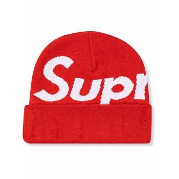 Czapki Supreme Big Logo Beanie Czerwone | PL113VD