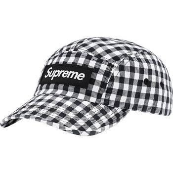 Czapki Supreme Gingham Camp Cap Czarne | PL116MA