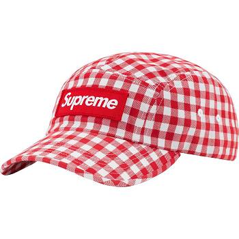 Czapki Supreme Gingham Camp Cap Czerwone | PL114BC