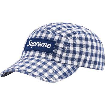 Czapki Supreme Gingham Camp Cap Niebieskie | PL115NB