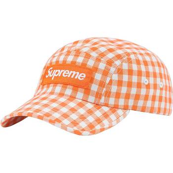 Czapki Supreme Gingham Camp Cap Pomarańczowe | PL118WY