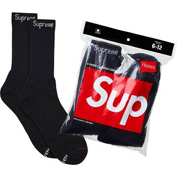 Skarpety Supreme Hanes® Crew Socks (4 Pack) Czarne | PL105GL