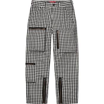 Spodnie Supreme Gingham Flight Pant Czarne | PL392HK