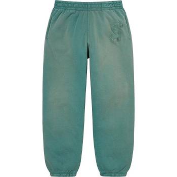 Spodnie Supreme Overdyed S Logo Sweatpant Aqua | PL404WY